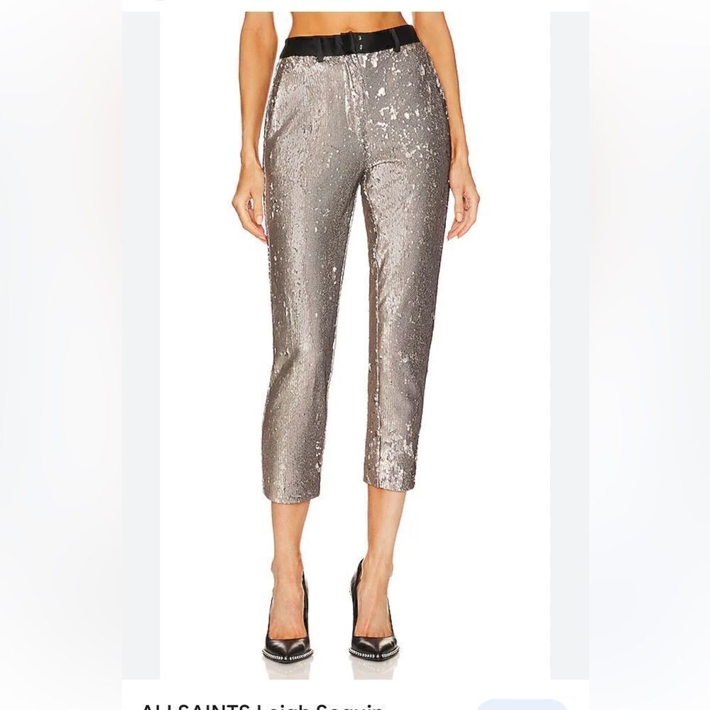 AllSaints Women's Gray Leigh Sequin Trouser NWT $279